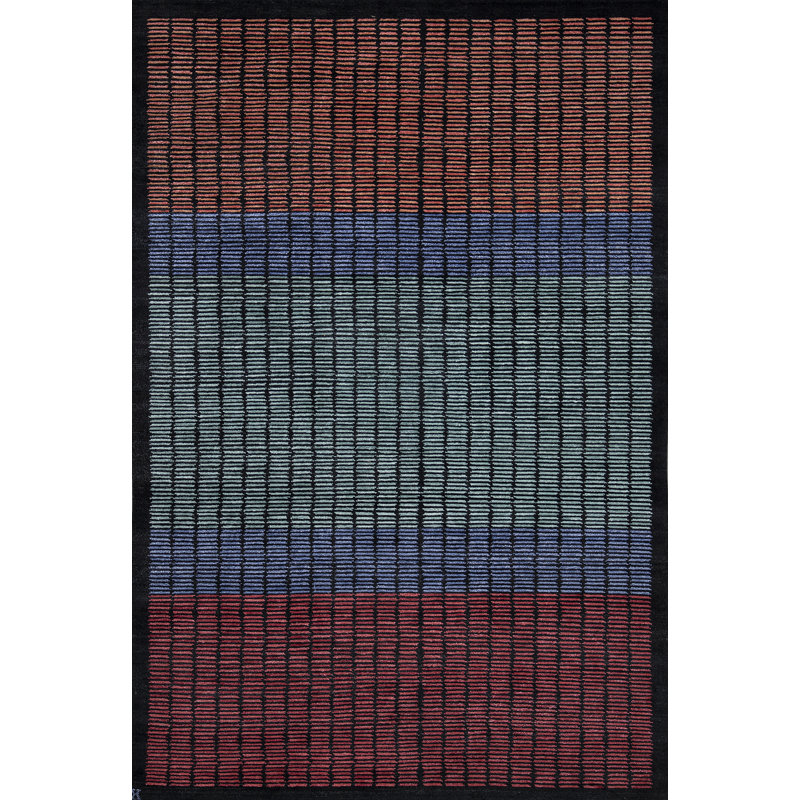 Mica Abstract Area Rug in Red/Teal/Cobalt/Black, Rectangle 13' x 18'