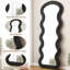 Miroir sur pied noir en flanelle ondulée-1924569338