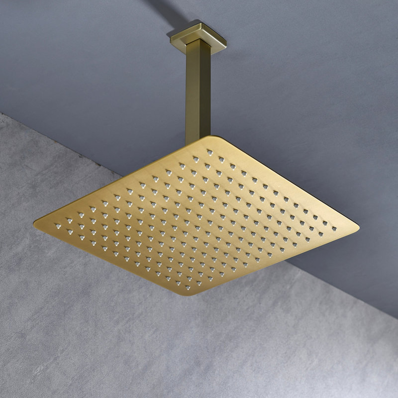 Rain Shower Head  High Pressure Rainfall Showerhead Water Saving, Brushed Gold