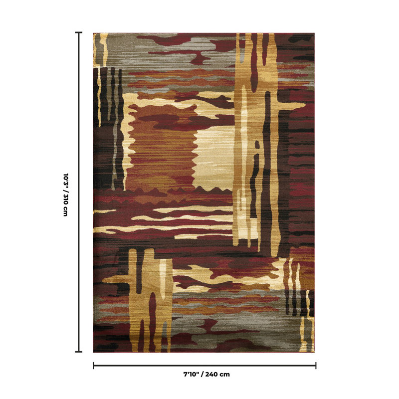 Tapis contemporain d'intérieur, Rectangulaire 7 pi 10 po x 10 pi 3 po