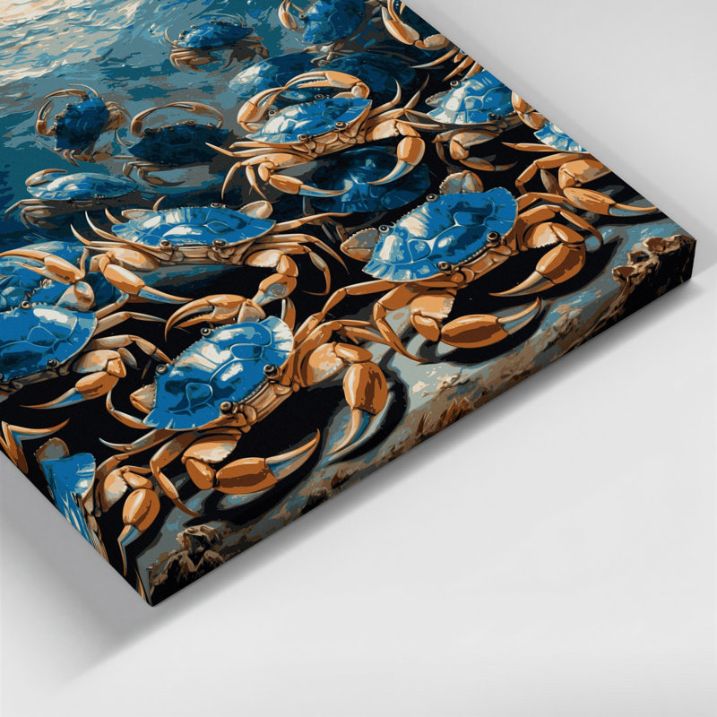 Art mural sur toile, "Nautical Crabs", H 12 po x l 18 po