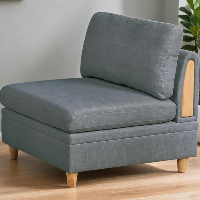Fauteuil de chambre contemporain sans accoudoirs, siège d'appoint en tissu Dorris gris ardoise pour le salon