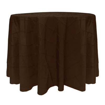 Embroidered Pintuck Taffeta Round Tablecloth Chocolate Light Brown