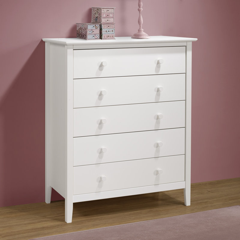 Commode 5 tiroirs Simplicity, Blanc