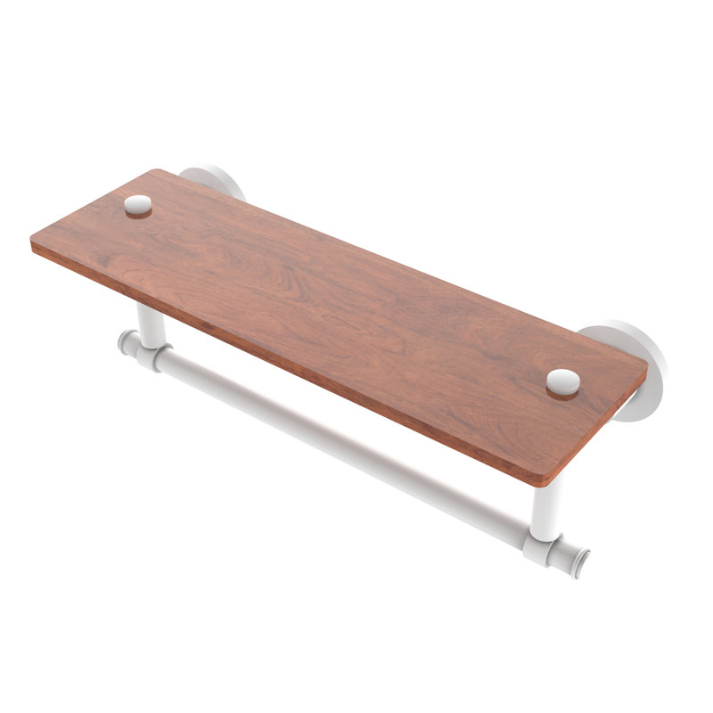Arviso Bracket Shelf with Towel Bar, Matte White, 5" H x 16" W x 5" D