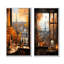 Retro Paris Window View IV - Paris, art mural sur toile, ensemble de 2-572674762-572674761