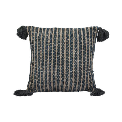 Woven Cotton Pillow With Stripes And Tassels