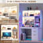 Computer Desk with Power Outlet and Tri-Color Light, Home Office Desk with File Drawer-1130691334