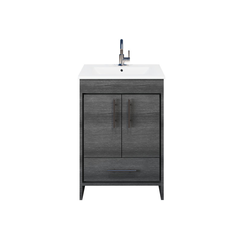 Ensemble de meuble-lavabo simple 24 po Sallisaw, Black Ash