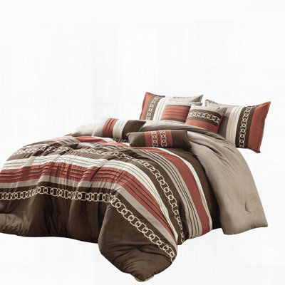7-Piece Embroidered Microfiber Comforter Set – Elegant & Cozy All-Season Bedding With 1 Comforter, 2 Shams, 4 Decorative Pillows,King