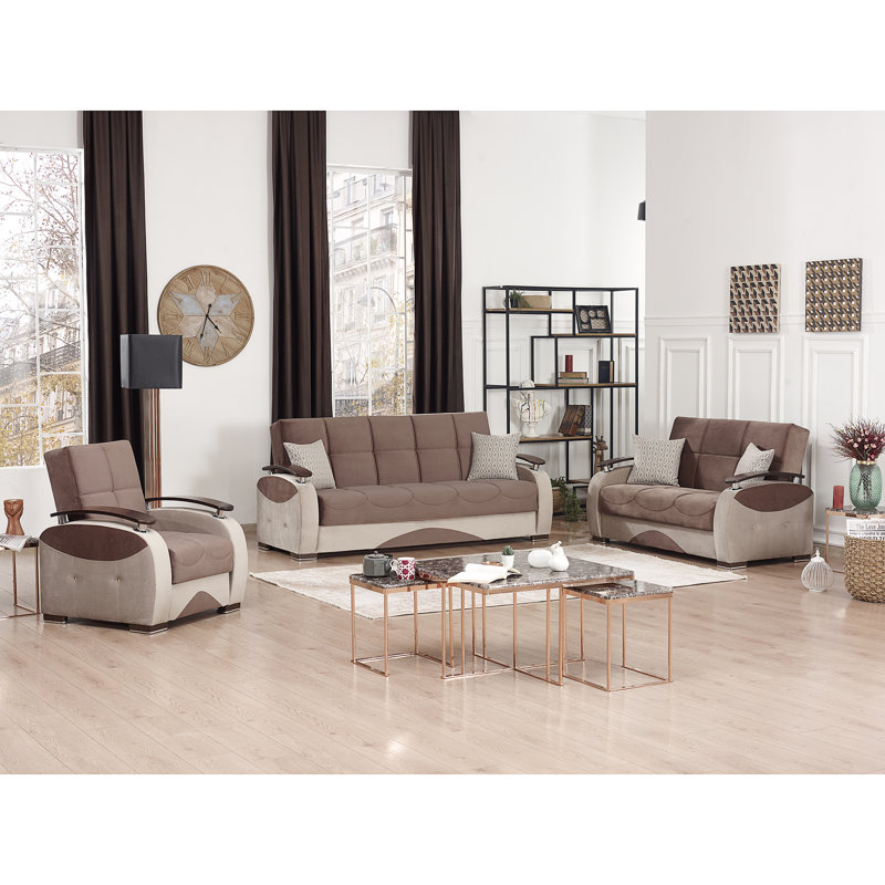 Causeuse convertible avec rangement Primalest Yalise Collection, Brun, Crème