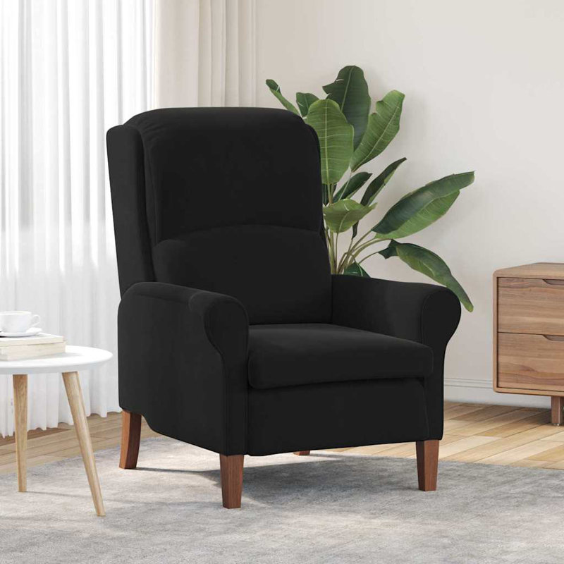 Fauteuil vidaXL en velours noir, Noir