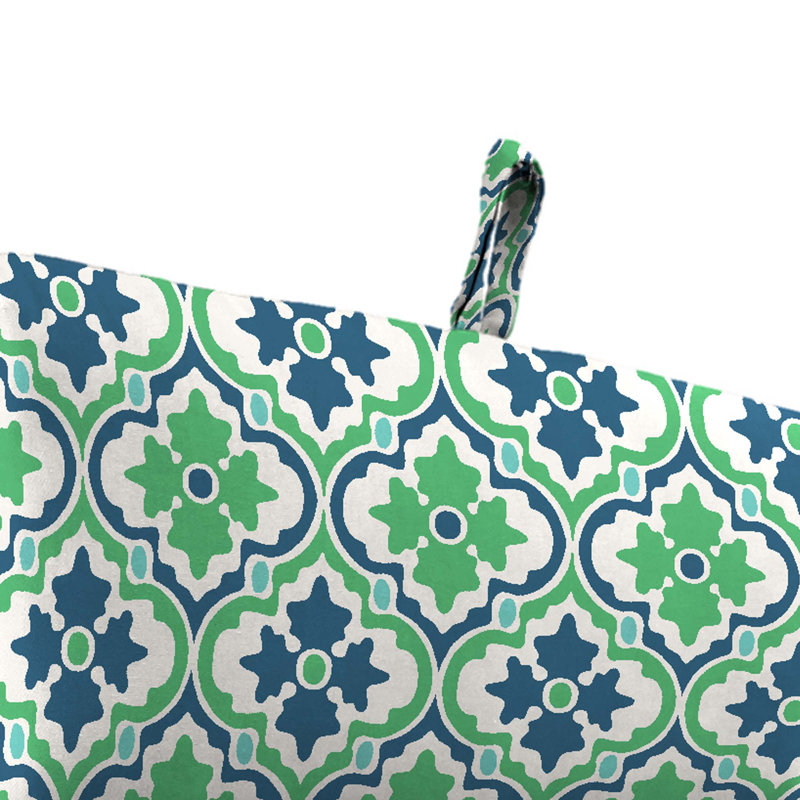 22" x 44" Outdoor Chair Cushion with Ties and Loop, Vesey Sea Mist