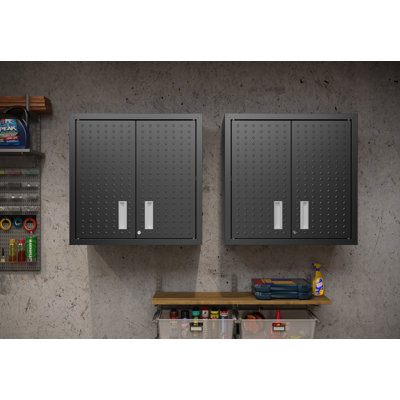 Fortress 30" H x 30" W x 12.5" D Modern Floating Metal Garage Storage Cabinet in Charcoal Gray