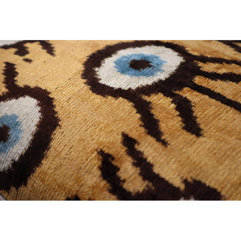 Coussin décoratif géométrique, 16 po x 24 po, Rectangulaire, Brun / jaune