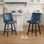 Ensemble de 2 tabourets de bar pivotants 26 po, tabourets de bar avec structure en bois, similicuir bleu foncé-13714774-11742544