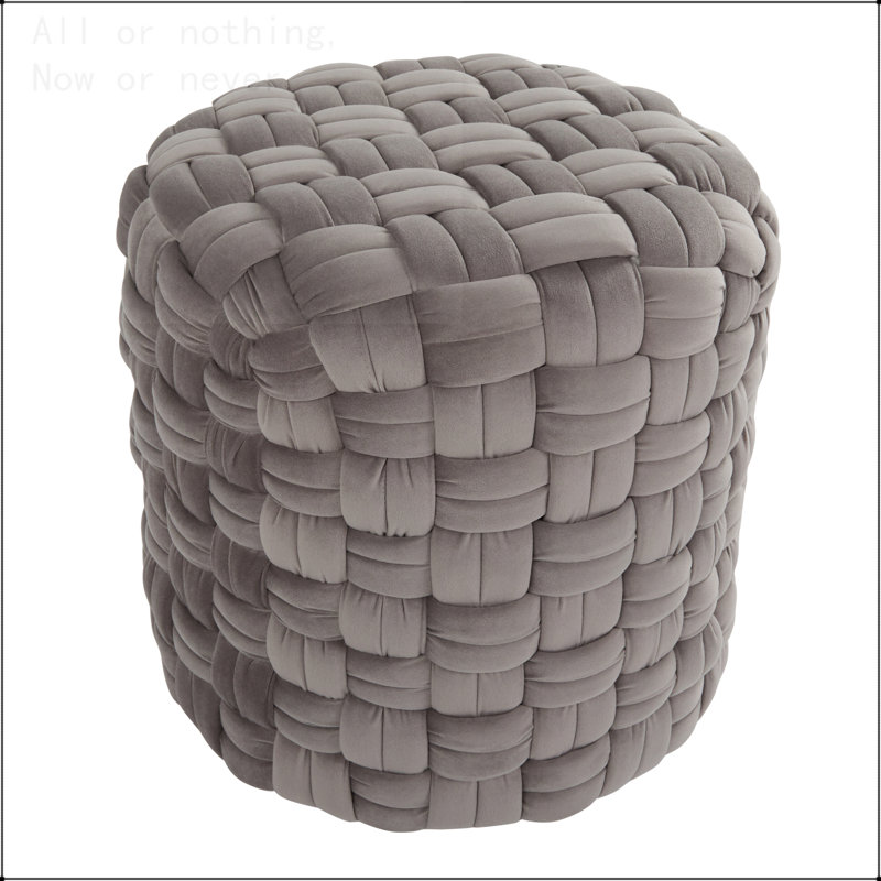 Repose-pieds rond en velours de 16 po, Gris foncé