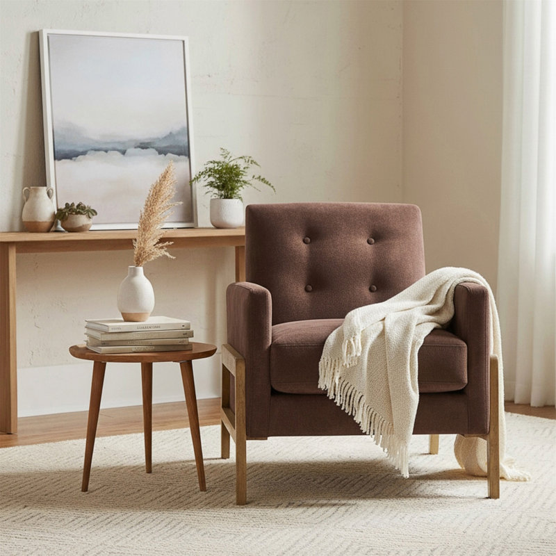 Fauteuil d'appoint à dossier capitonné Matson, Espresso