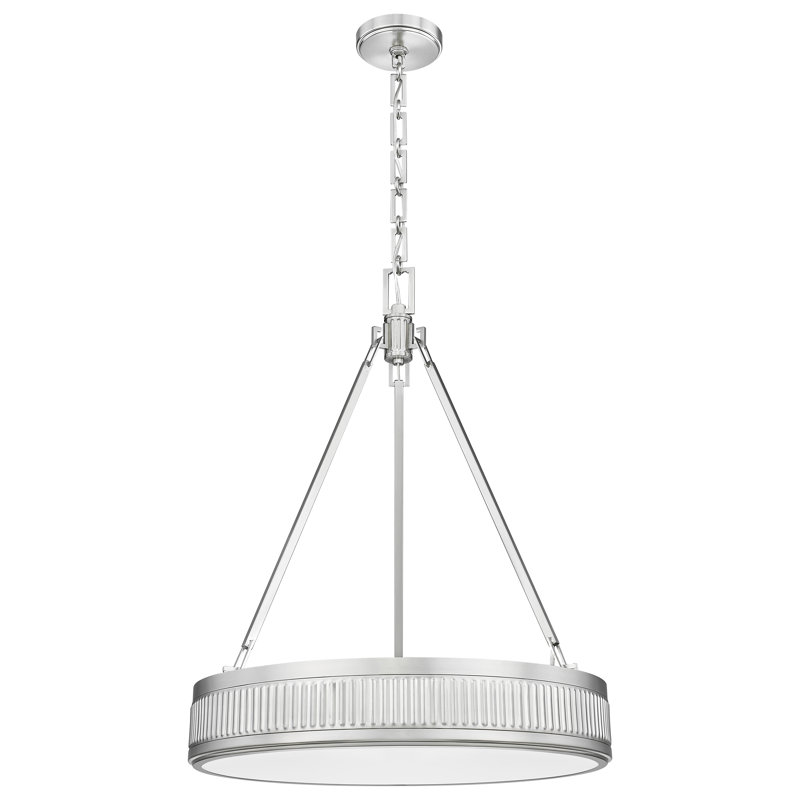 Luminaire suspendu 3 lumières Neriah, Nickel satiné