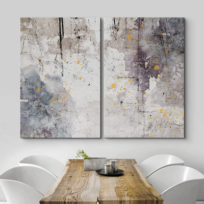 Grunge Abstract Paint Stroke Effect " Grunge Gray Brown Graffiti Strokes " 2 - Pieces
