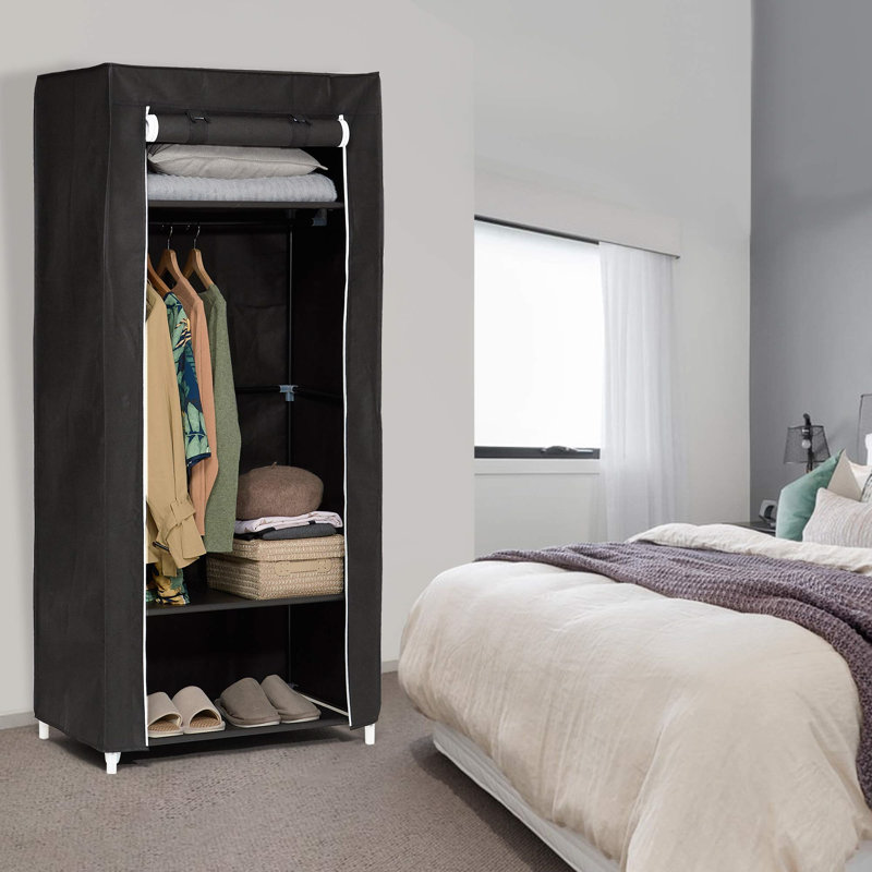 URBNLIVING Metal Wardrobe, Black