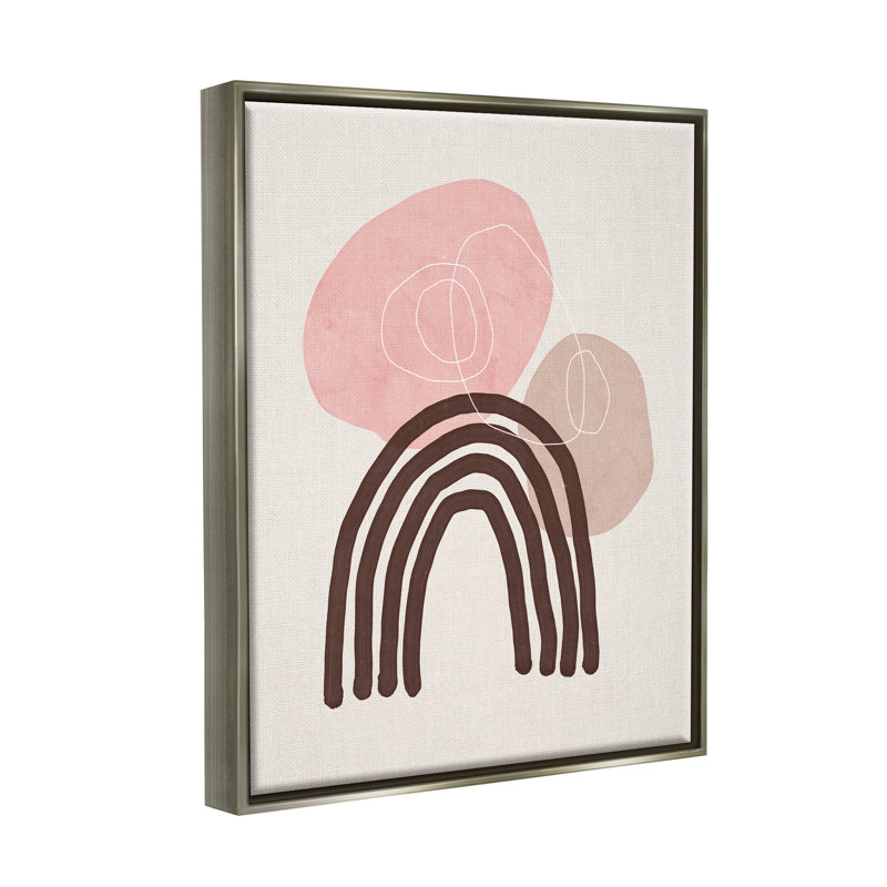 Fun Boho Rainbow Shapes - impression, H 31 po x l 25 po x P 1,7 po, Cadre flottant gris lustré
