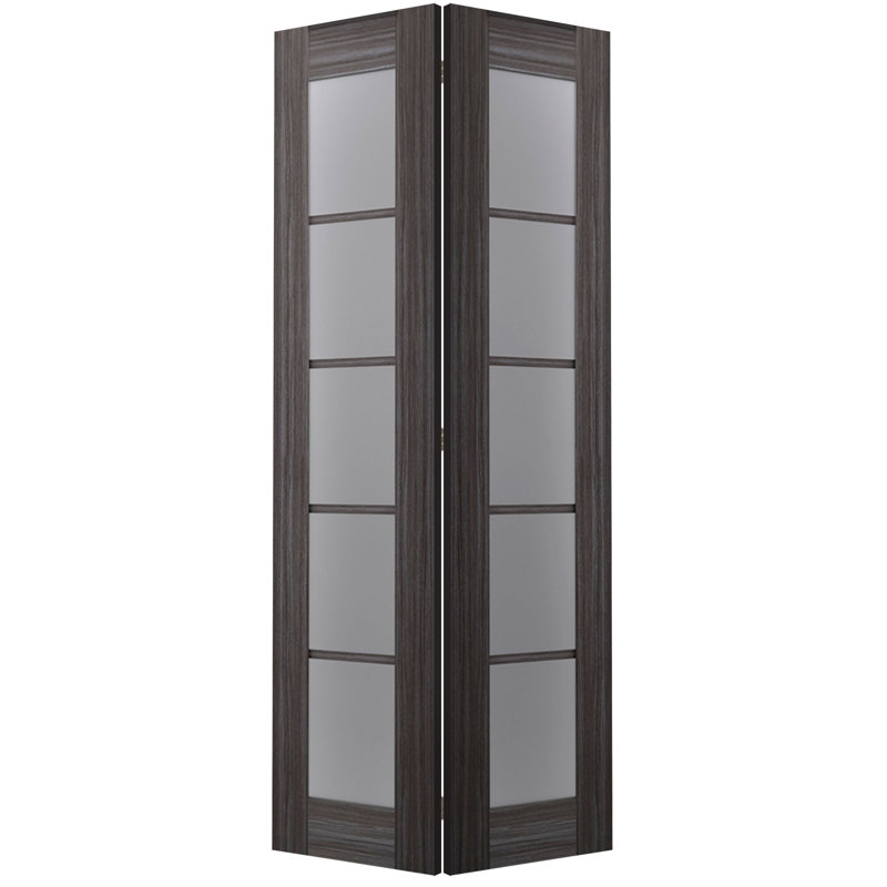 Porte pliante en verre avec quincaillerie d'installation, Brun, 48 po x 79,38 po