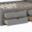 Lit de jour double en bois avec 2 tables de chevet, tablettes et tiroirs-779670845