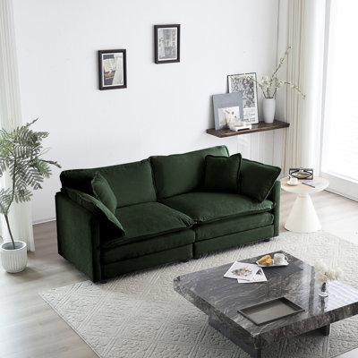 Canapé moderne en tissu pour causeuse pour le salon, canapé 2 places à assise profonde de grande taille avec 4 coussins, chenille