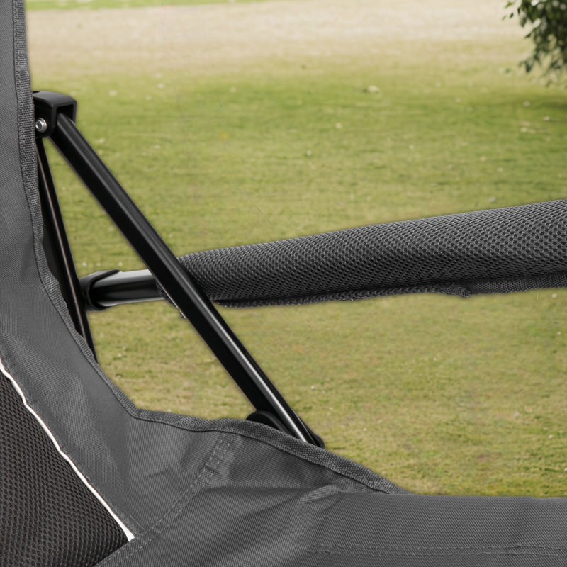 High Back Heavy Duty Lawn Chair;portable Collapsible Chair With Cup Holder, Gray