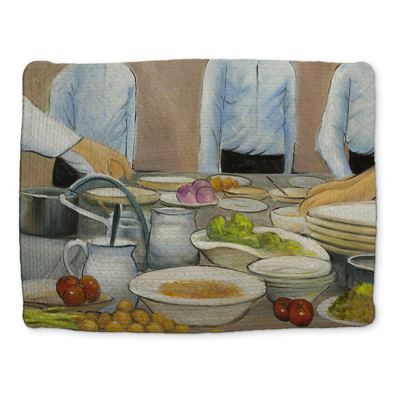Napperon en polyester tressé bleu | Décoration de cuisine moderne
