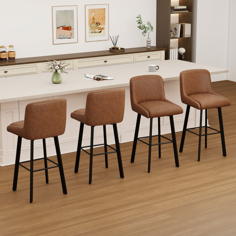 Tabouret de bar pivotant à hauteur de comptoir 30 po pour îlot de cuisine, Brun, 4
