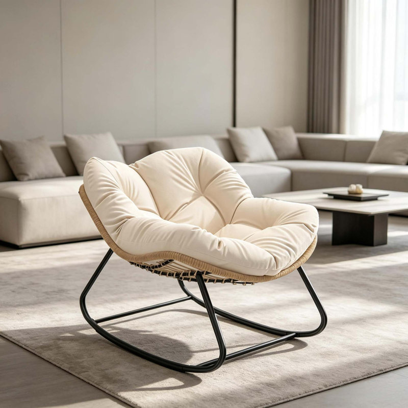 Fauteuil à bascule surdimensionné avec coussin moelleux pour une détente intérieure et extérieure