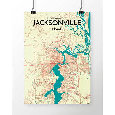 Jacksonville City Map - Unframed Graphic Art Print on Paper