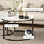 Cotten 2 Pcs Stacking Coffee Table Set Steel Frame, Marble Dark Grey-628454661