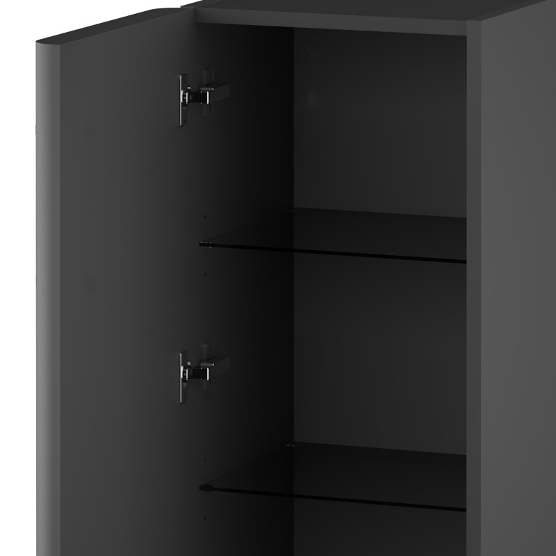Ashat Bathroom Cabinet, Left, Onyx Grey Suedette Matt/Gold