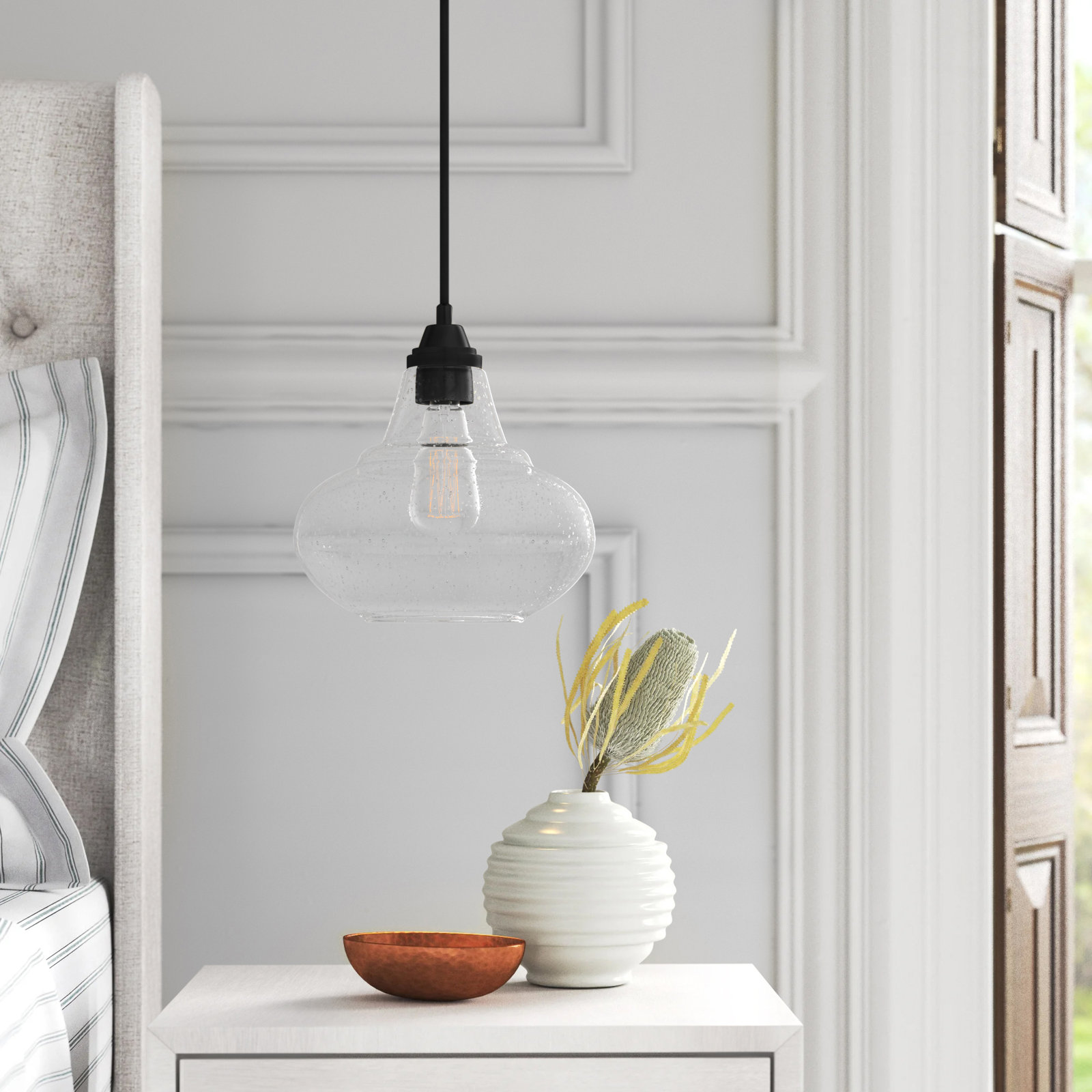 Roderick Dimmable Single Light Pendant, Bronze