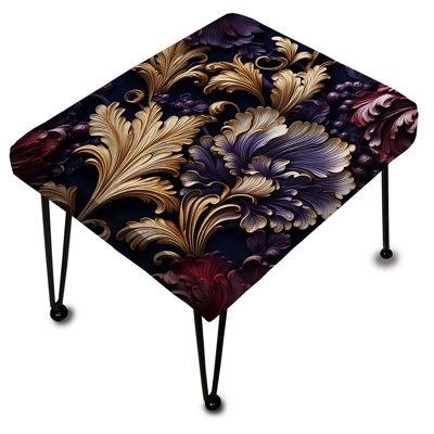 Royal Purple And Gold Regal Opulence - Floral Rectangle Ottoman