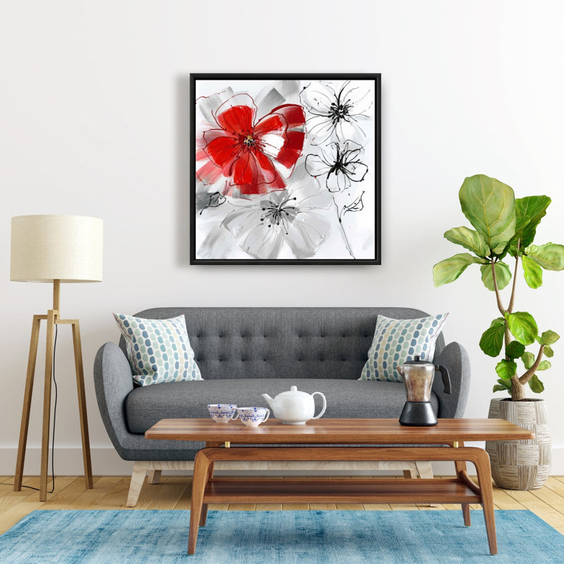 " Red & Gray Flowers "
