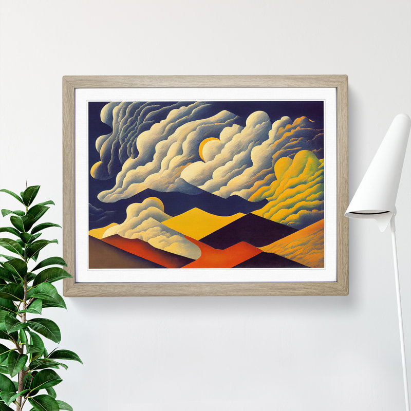 Effervescent Clouds Abstract - Single Picture Frame Painting, 25cm H x 34cm W x 2cm D, Oak