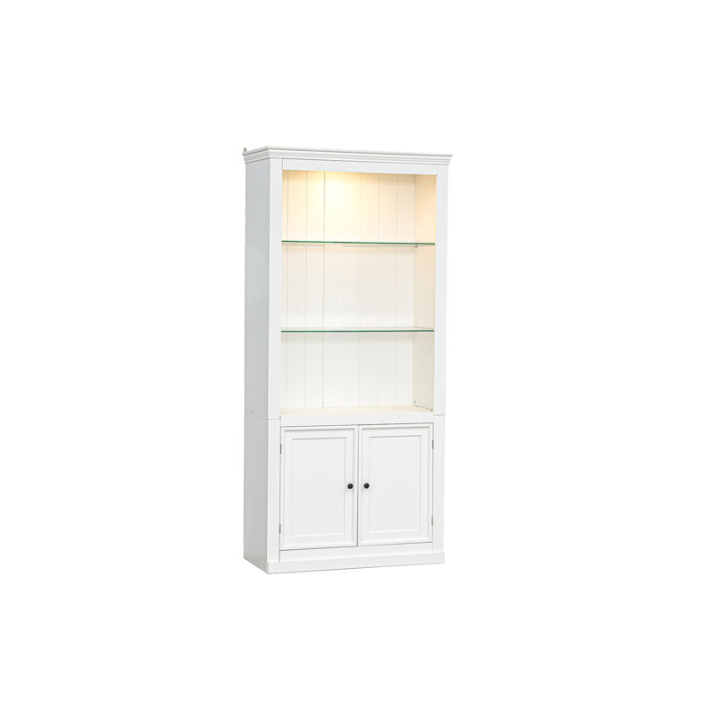 Grandes tablettes de 78,75 po avec plafonnier réglable à DEL 5 couleurs, bibliothèques de style rétro avec tablettes en verre trempé pour le salon, la maison, le bureau, le studio ou l'espace de travail