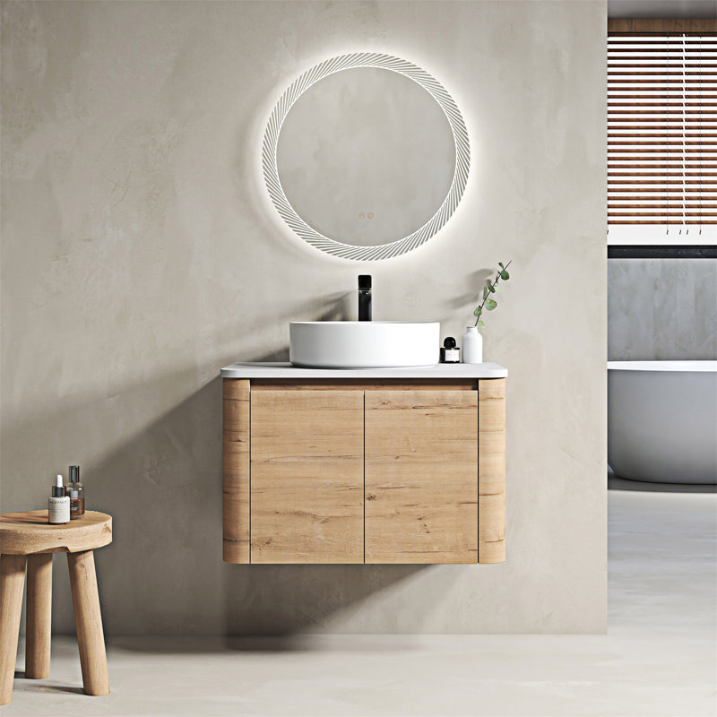 Meuble-lavabo mural avec lavabo d'art en céramique, Blanc