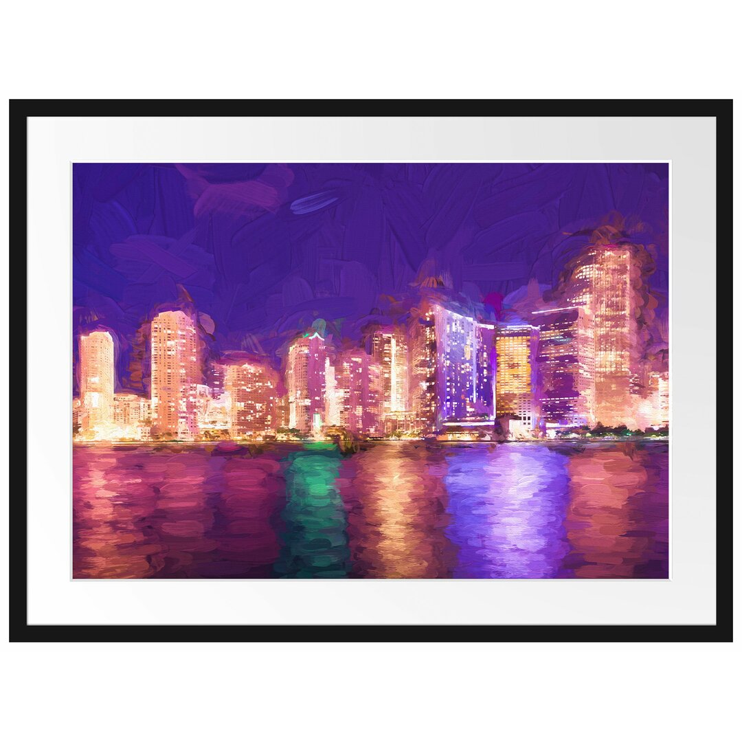 Gerahmtes Papierbild Skyline von Miami Florida