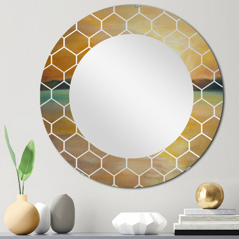 Miroir mural Coastal, jaune Sunset Horizon, 24 po x 24 po