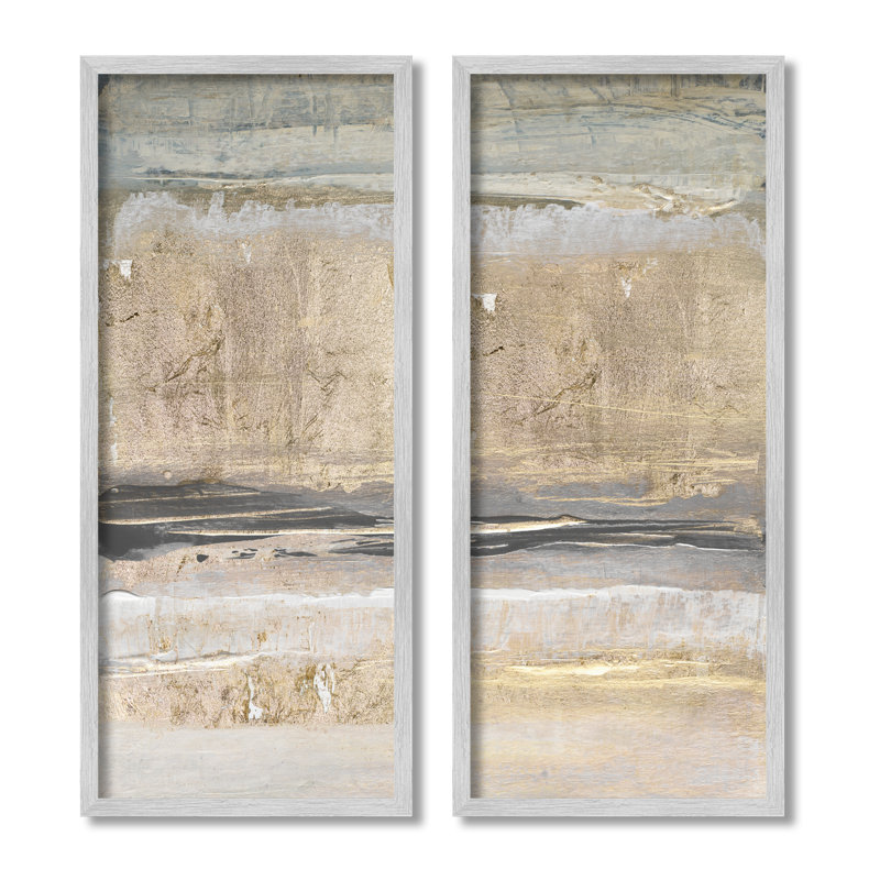 Abstrait terre terre texturée collage brun-gris Lanie Loreth, Estampe numérique Farmhouse, H 13 po x l 30 po