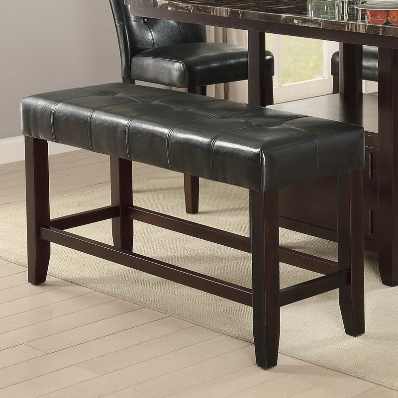 Kafader Faux Leather Upholstered Bench, Black