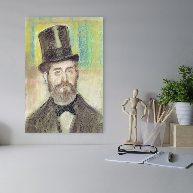 Homme au chapeau d'opéra - Portrait impressionniste abstrait contemporain - Estampe d'architecture murale, H 18 po x l 12 po