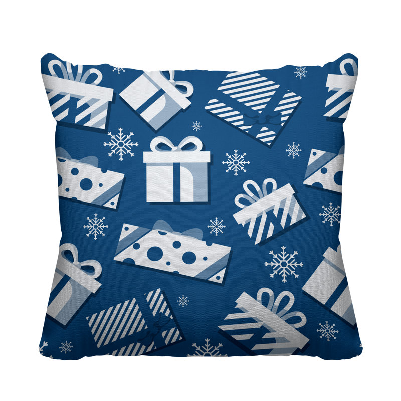 Coussin intérieur / extérieur Christmas Gift, L 17 po x H 17 po, Bleu céruléen