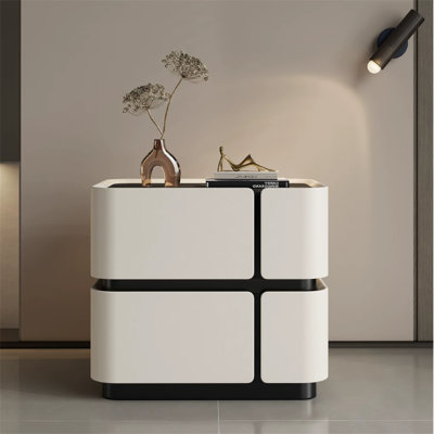 Modern 2-drawer Nightstand, Pu Leather Wrapped Bedside Table With Tempered Glass Top For Bedroom And Living Room by Ivy Bronx