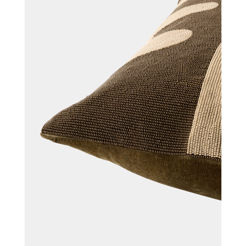 Carthago Beaded Square Pillow Cover & Insert, Sepia/Pass